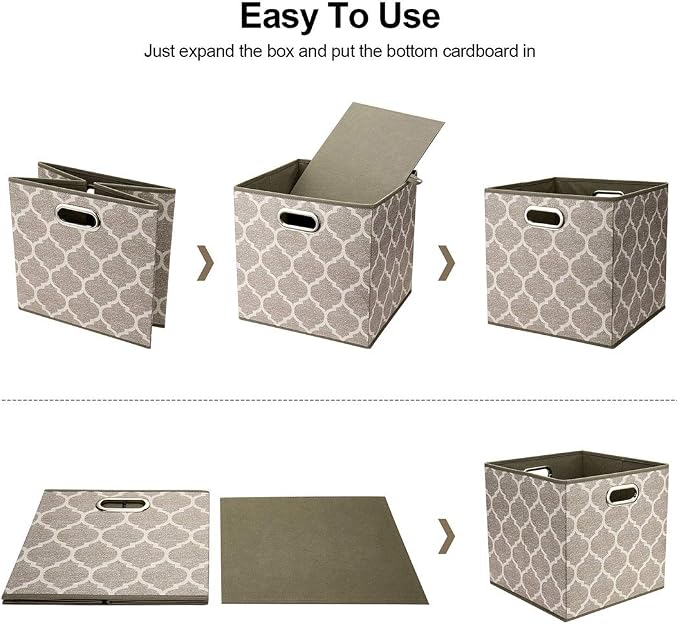 i BKGOO Cloth Storage Bins Set of 4 Thick Fabric Drawers Foldable Cubes Basket - Image 4