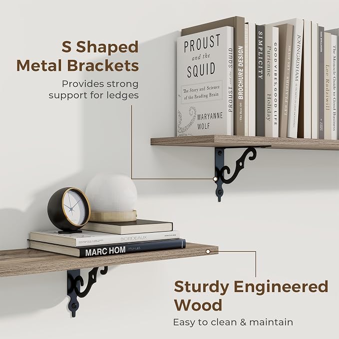 RICHFOCUS Floating Shelves for Wall Decor, 24Inch Shelves Set of 2, 24W x 8D - Image 4