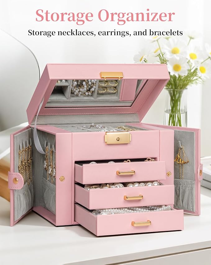 TORIBIO Jewelry Box for Women, Leather Jewelry Organizer - Image 3