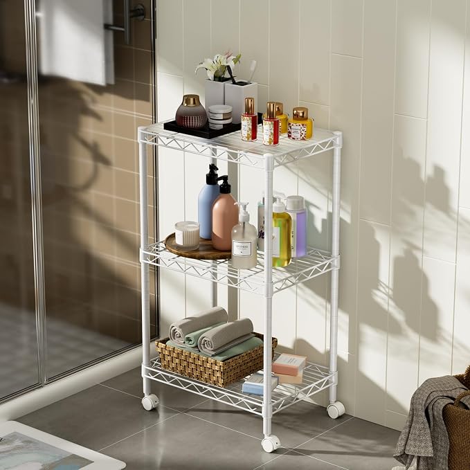 Small 3 Tier Shelves Storage Wire Shelving Unit Metal Shelf Adjustable - Image 6