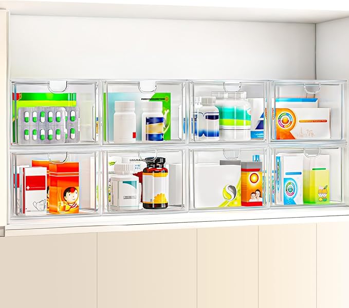 6 Pack Small Stackable Stroage Drawers, Acrylic Bathroom Makeup Organizer - Image 5