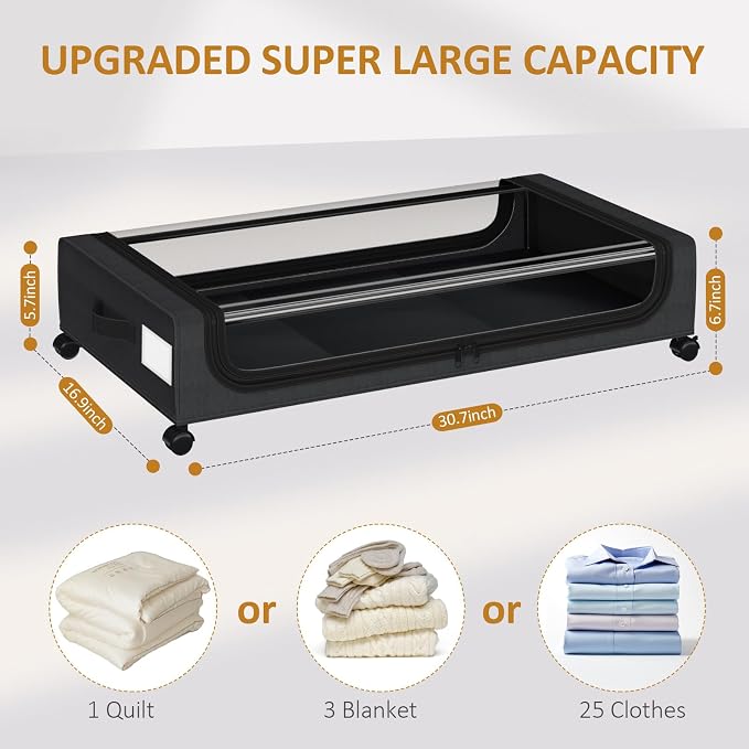 Large Under Bed Storage with Wheels, Under Bed Storage Containers, Under Bed - Image 2