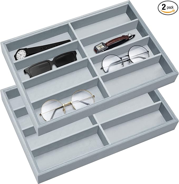 Amylove 2 Pcs Sunglass Organizer Trays Glasses Stackable Jewelry Trays Sunglass by Amylove