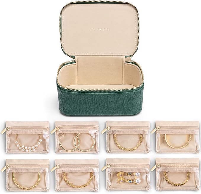 Vlando Jewelry Box with 8 Velvet Jewelry Bags Travel Jewelry Storage Box Petal by VLANDO