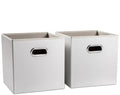 PRANDOM Leather Foldable Cube Storage Bins 13x13 inch Fabric Storage Baskets by Prandom