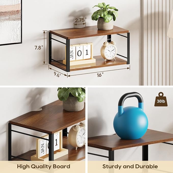 Floating Nightstand Wall Shelf, Wood Bedside Shelf Wall Mounted Nightstand Set - Image 2