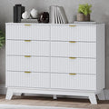 Fluted 8 Drawer Tall Dresser, 47.2" Wide Modern Boho Chest of Drawers, Wooden by BORNOON
