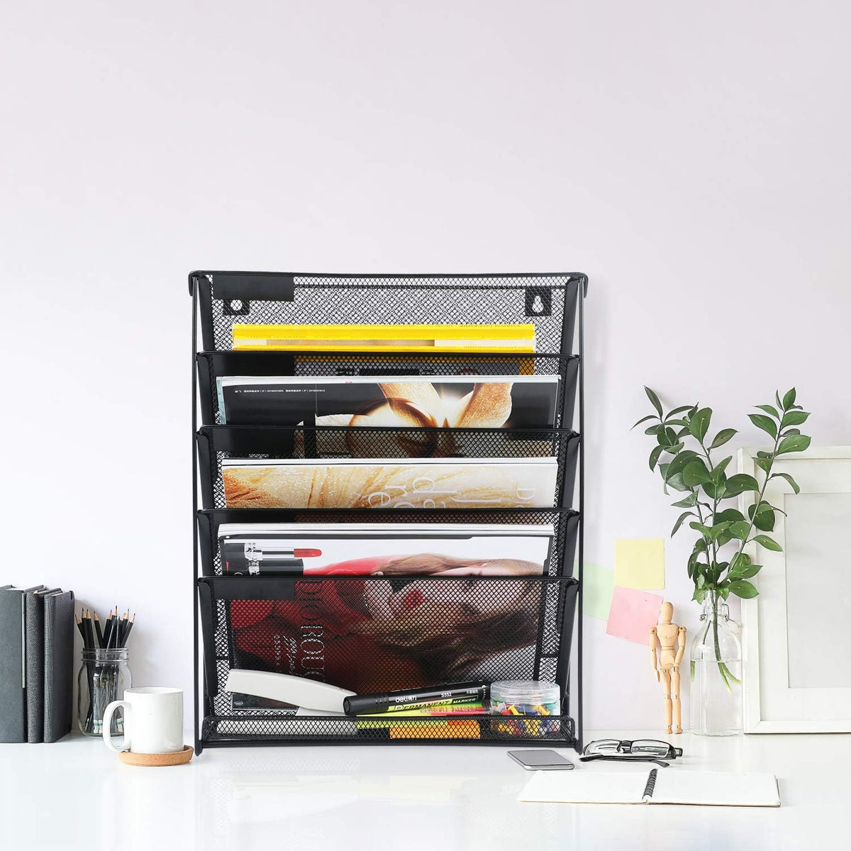 samstar 2 Pack Wall File Organizer, 6-Tier Wall Mount Paper Holder