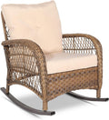 Outdoor Wicker Rocking Chair, Patio Rattan Rocker Chair with Cushions