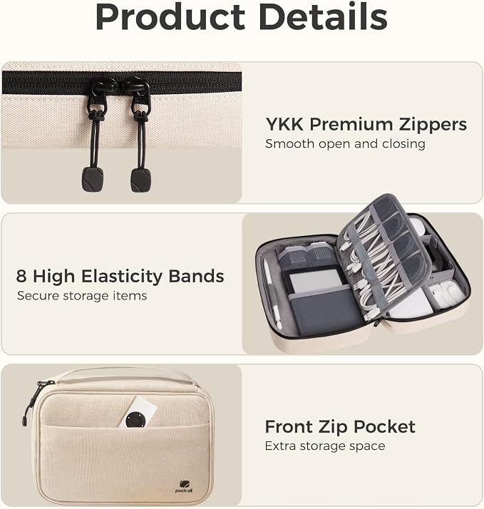 pack all Electronic Organizer Plus, Larger Capcity Cable Organizer Bag - Image 7