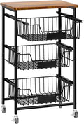 4-Tier Small Kitchen Storage Cart on Wheels, Metal Fruit Basket Stand by OKZEST