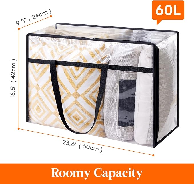 Lifewit 6 Pack Clear Clothes Storage Bags, 60L Plastic Blanket Storage Bag - Image 4