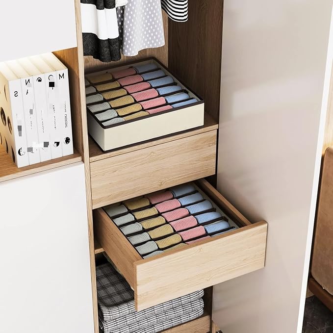 4 Piece Drawer Organiser, Collapsible Non-Woven Sorting Box, Closet Divider - Image 5