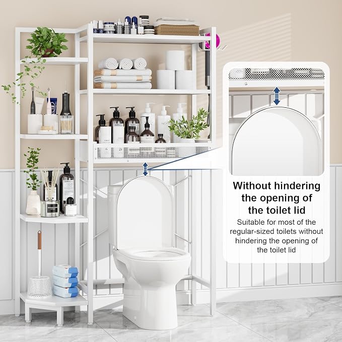K1 Heavy Duty 7-Tier Over The Toilet Storage（With Basket and Paper - Image 6