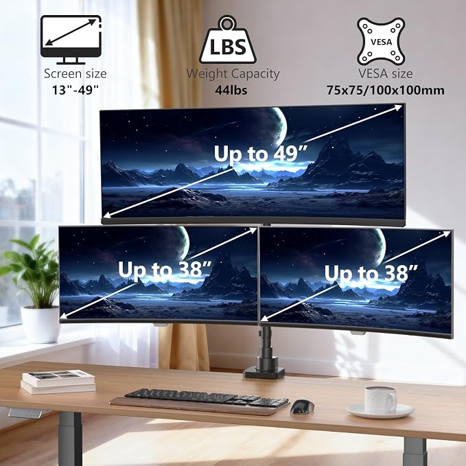 WALI Triple Monitor Mount - Image 2