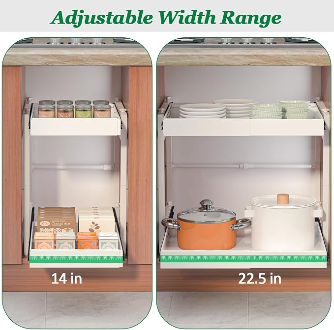REALINN 2 Tier Pull Out Cabinet Organizer, 21 inch Depth Slide Out Shelves - Image 5