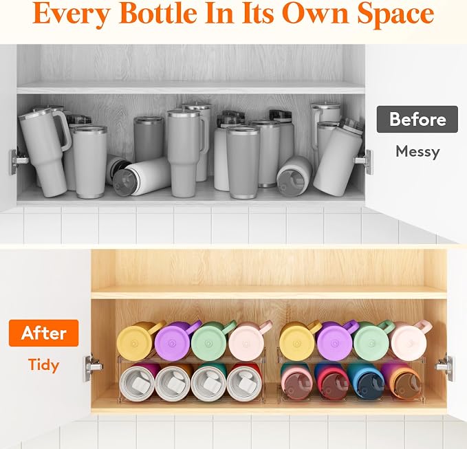 Lifewit Stackable Water Bottle Storage Organizer, Plastic Large Compartment - Image 9