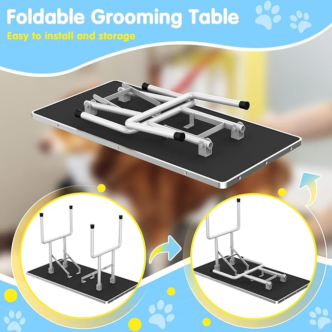 Lyromix 42''Large Dog Grooming Table, Adjustable Cat Drying Desktop - Image 5
