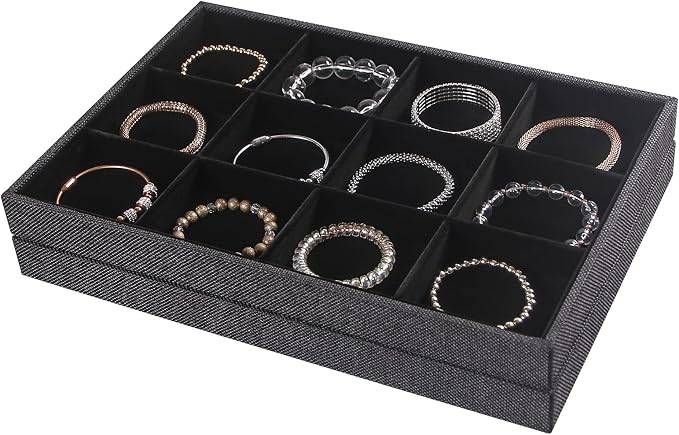 Julysky 2Pcs 12 Grids Stackable Jewelry Organizer Trays - Image 6