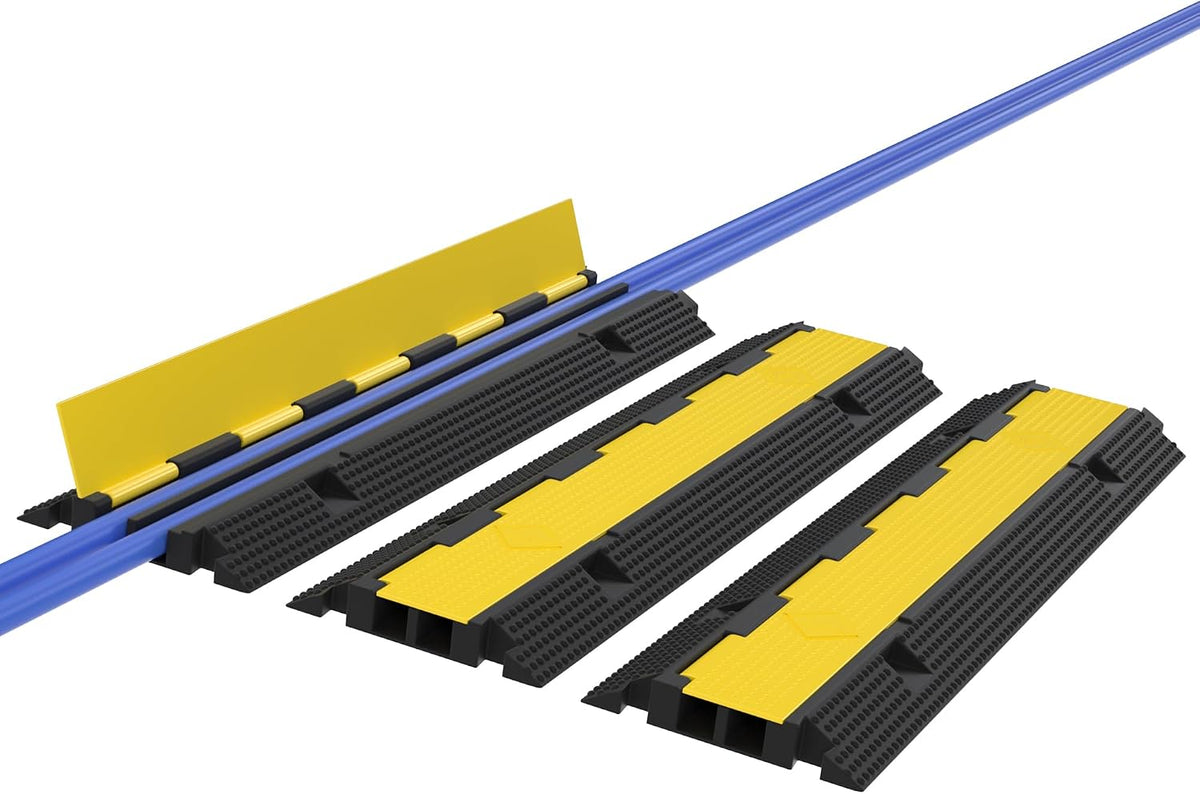 3 Packs 2-Channel Rubber Cable Protector Cover Ramp & Speed Bump