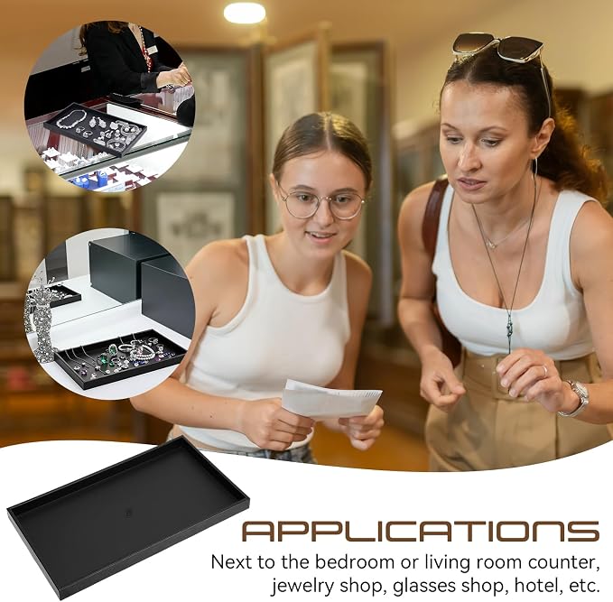 LemonRoad 6 Pack Plastic Jewelry Tray Stackable Black Jewelry Display Drawer - Image 7