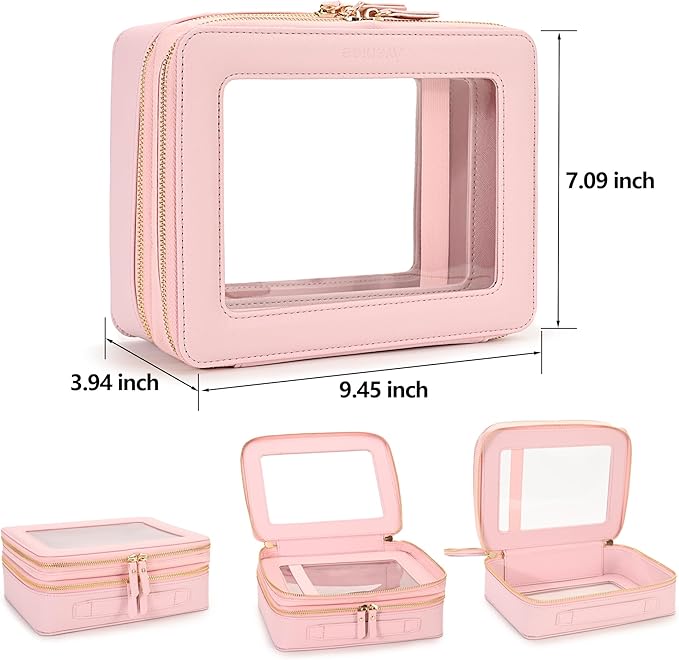 Aveniee XL Clear Makeup Organizer, Double Layer Travel Cosmetic Case - Image 2