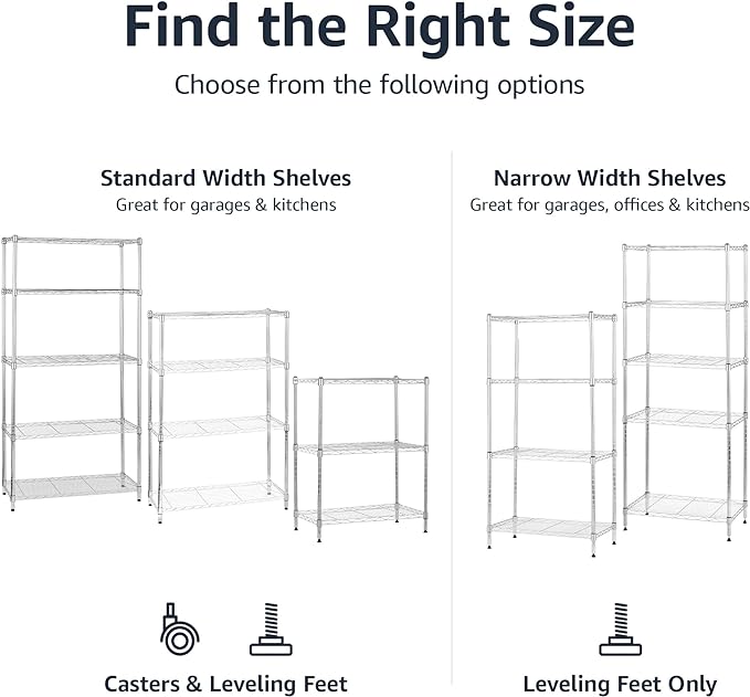 Amazon Basics 4-Shelf Adjustable, Storage Shelving Unit, Steel Organizer Wire - Image 4