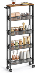 VASAGLE Slim Rolling Cart, 5-Tier Storage Cart, Narrow Carts by VASAGLEbySONGMICSHOME