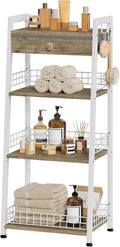 4-Tier Ladder Shelf with Drawer, Bathroom Stand Floor Storage Shelf, by Gewudraw