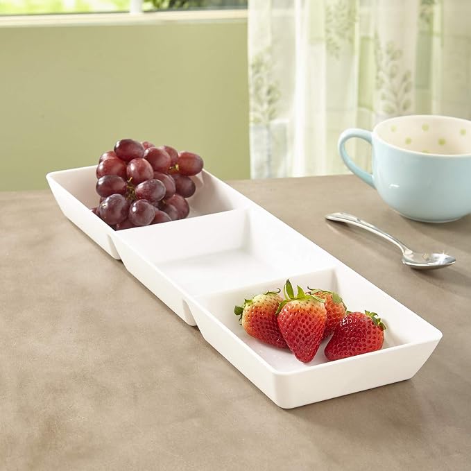 US Acrylic Avant White Plastic Divided Serving Trays 15” x 5” | Narrow Reusable - Image 7
