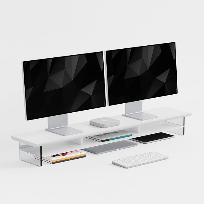 Dual‑Tier Monitor Stand for Modern Desk Setup – Minimalist Wooden and Metal by FENSULN