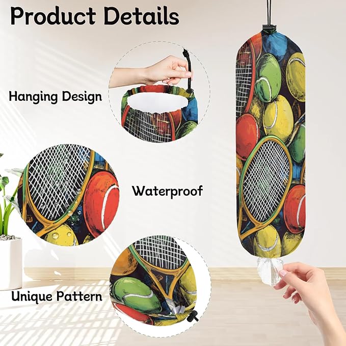 Sport Tennis Plastic Bag Holder 2 Pcs Grocery Bag Organizer Reusable Trash Bags - Image 5