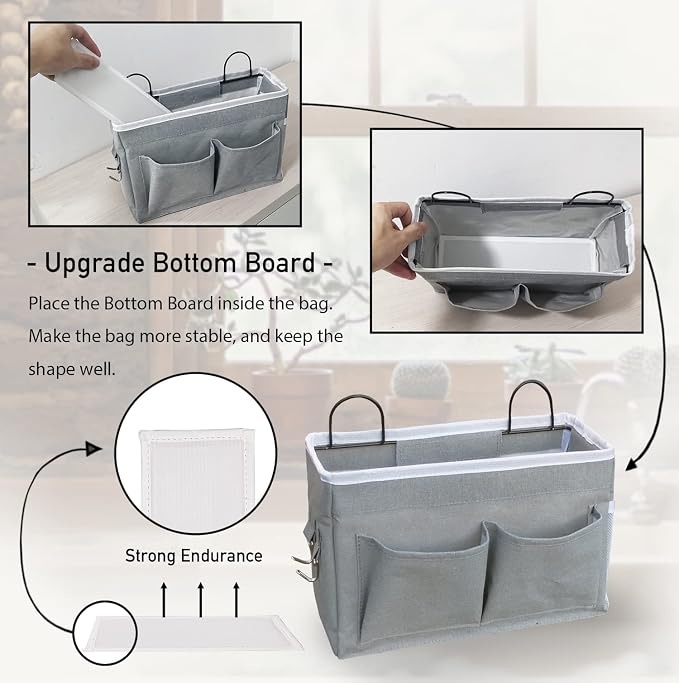 3pcs Middle Wall Hanging Organizer Bag, Linen Fabric Door Hanging Storage Basket - Image 3