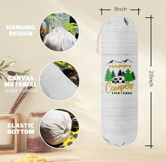 Happy Campers Grocery Bags Holder Organizer, Wall Mount Plastic Bags Storage - Image 2