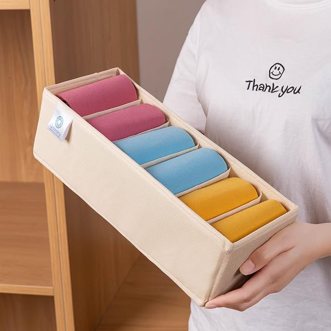Qozary 3 Pack Sock Underwear Drawer Organizer Dividers, Collapsible Cabinet - Image 3