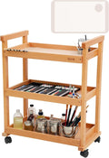 DJAR Rolling Art Supplies Cart, Solid Beech Wood Art Supply Organizert by DJARARTTOOL