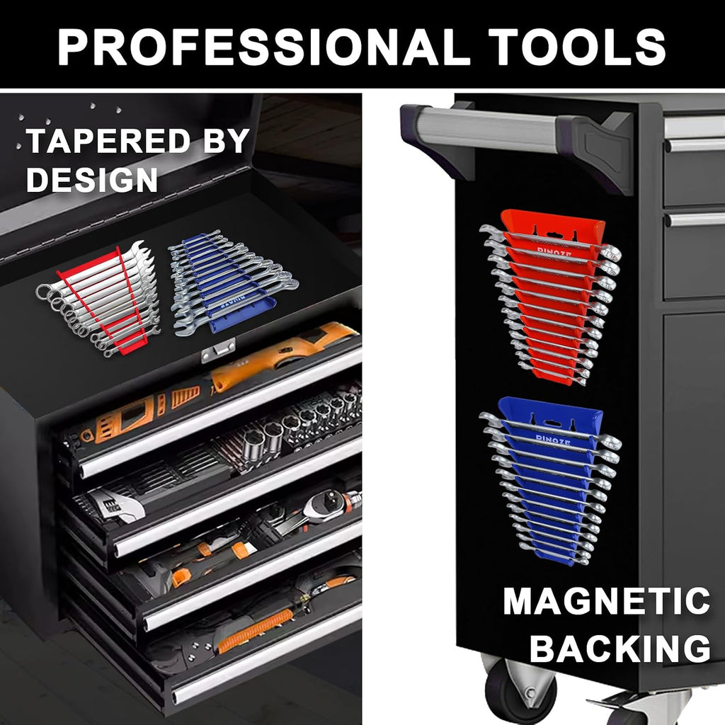 4-Piece Magnetic Wrench Organizer, 48-Slot Wrench Rack Tool Trays
