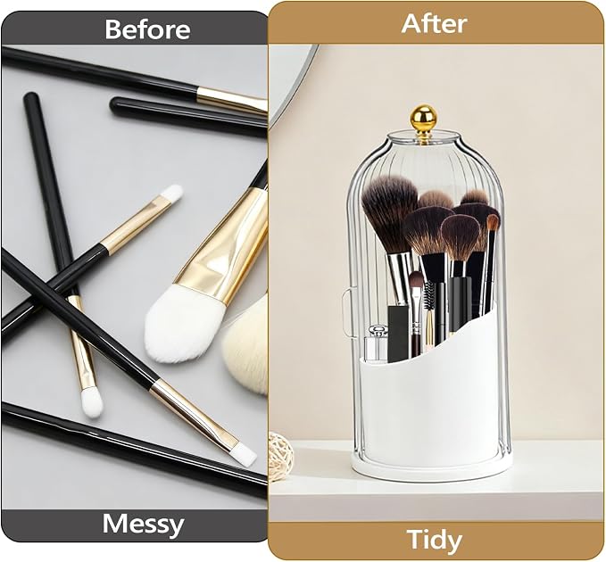 Toothbrush Holder with Cover, 360 Rotating Dust-proof Toothbrush Holder 3 Slots - Image 5