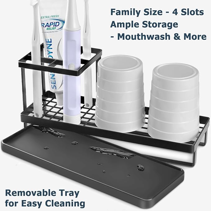 MYITYARD Toothbrush Holders for Bathrooms, 4 Slots Rustproof Metal Tooth - Image 3