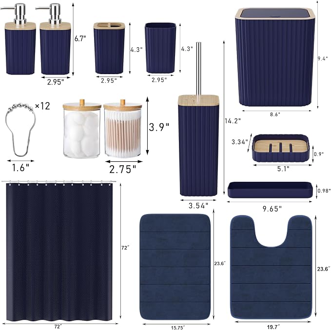 Bathroom Set - 25PC Blue Bathroom Set - Image 4