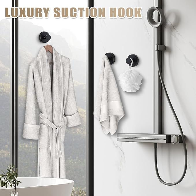 Suction Cup Hooks for Shower No-Drill Bathroom Hooks for Towels, Loofah - Image 5