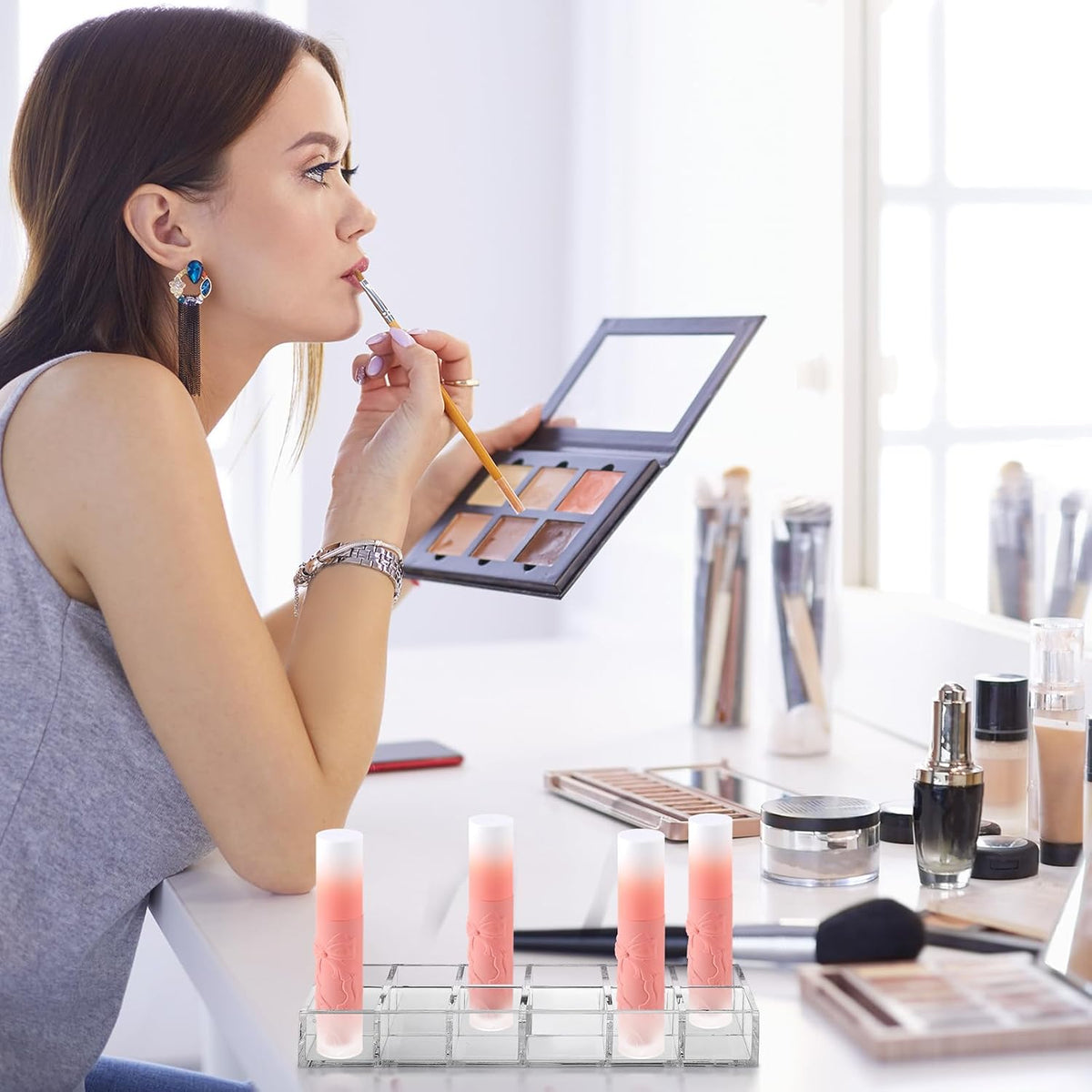 Clear Lipstick Organizer Acrylic Lip Gloss Holder