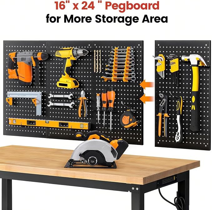 Work Table for Garage 60 x 22 Inch Adjustable Height Workbench Heavy Duty - Image 4