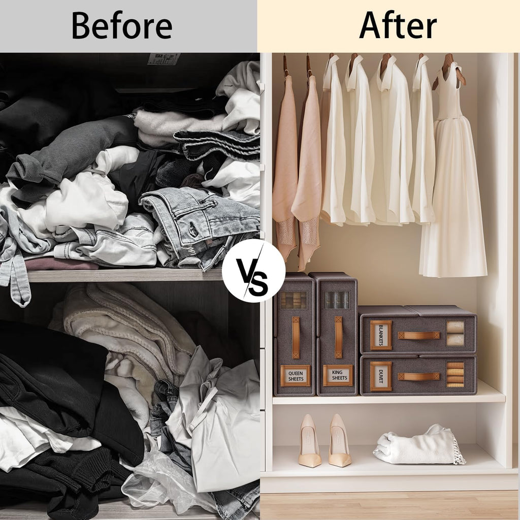 Bed Sheet Organizers and Storage (4 Pack, Queen & King Size)