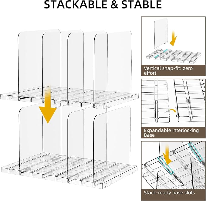 Bag & Purse Organizer for Closet Stackable Acrylic Shelf Dividers for Closet - Image 6