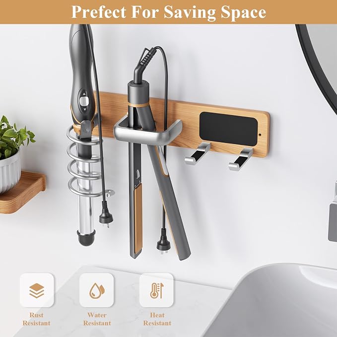 Tindbea Hair Dryer Holder Curling Iron Holder Flat Iron, Blow Dryer Holder Wall - Image 6