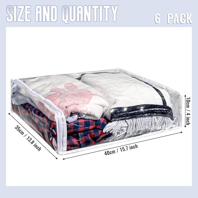 6 Packs Clear Zippered Storage Bags Sweater Moth Bags Plastic Storage - Image 2