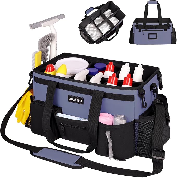 Large Wearable Cleaning Caddy Bags, Cleaning Supplies Storage Bag by JKAOO