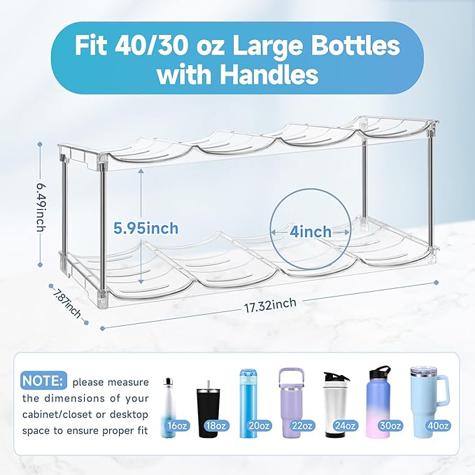 Larger Water Bottle Organizer for Stanley 40 oz Tumbler, Stackable Water Bottle - Image 3