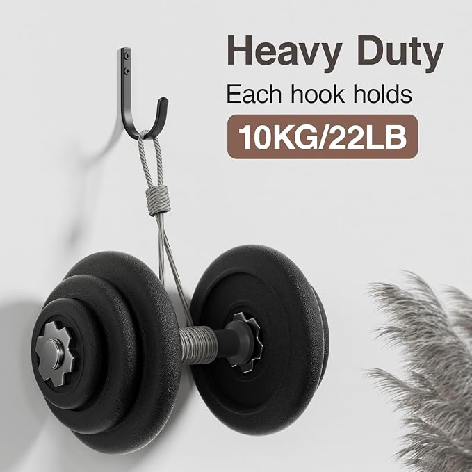 Wall Hooks for Hanging Towel/Coat - 22LB Screw in Metal Hanger Wall Mount - Image 2